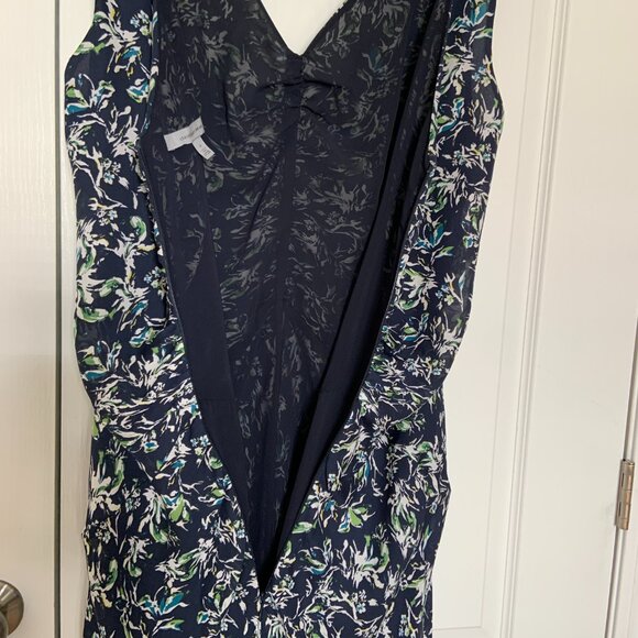 Women's Classiques Entier Silk Floral Ruched Front V Neck Dress Size 12 - Picture 3 of 12
